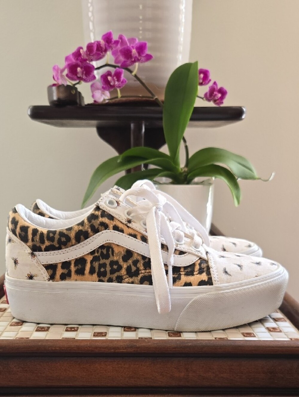 Vans Old Skool Platform Leopard Panels and Bee Print Size 6.5 - Picture 4 of 9